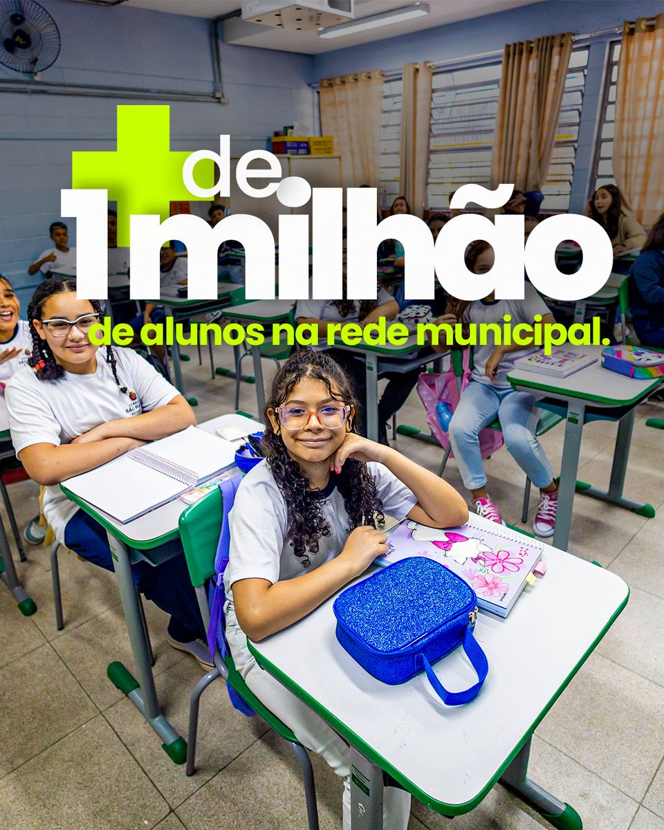 prefsp's tweet image. 📚 São Paulo tem mais de 1 milhão de alunos na rede municipal, quase 40% estudam em tempo integral!

 É mais aprendizado, mais oportunidades e mais futuro sendo construído nas nossas escolas. ✏️💚

#EducaçãoSP #PrefSP #SãoPauloNãoPara #VivaSP
