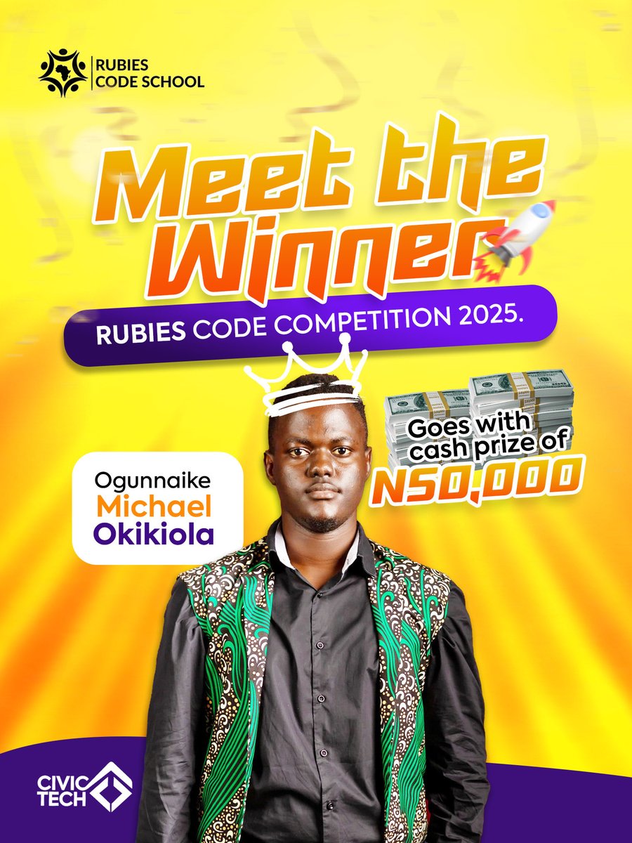Meet Ogunaike Michael Okikiola, the winner of the Rubies Code Competition 2025. Okikiola identified a major problem in the healthcare sector and proposed a solution through his creativity.
