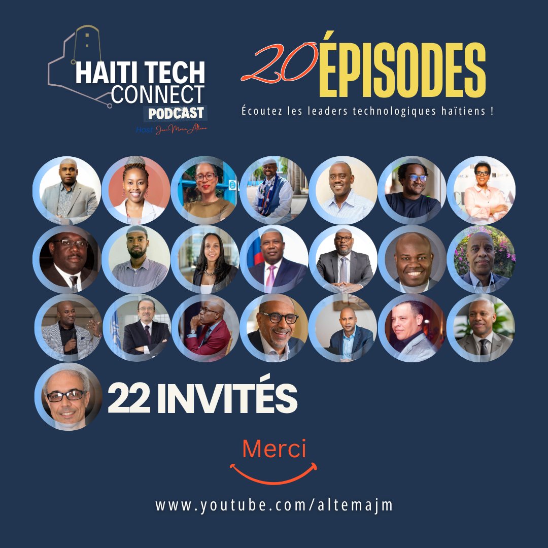 20 épisodes, 20 conversations qui ont donné la parole à l’écosystème numérique haïtien et connecté Haïti et sa diaspora autour du numérique.

À travers Haiti Tech Connect, nous avons exploré les défis, les innovations et les visages qui façonnent la transformation digitale