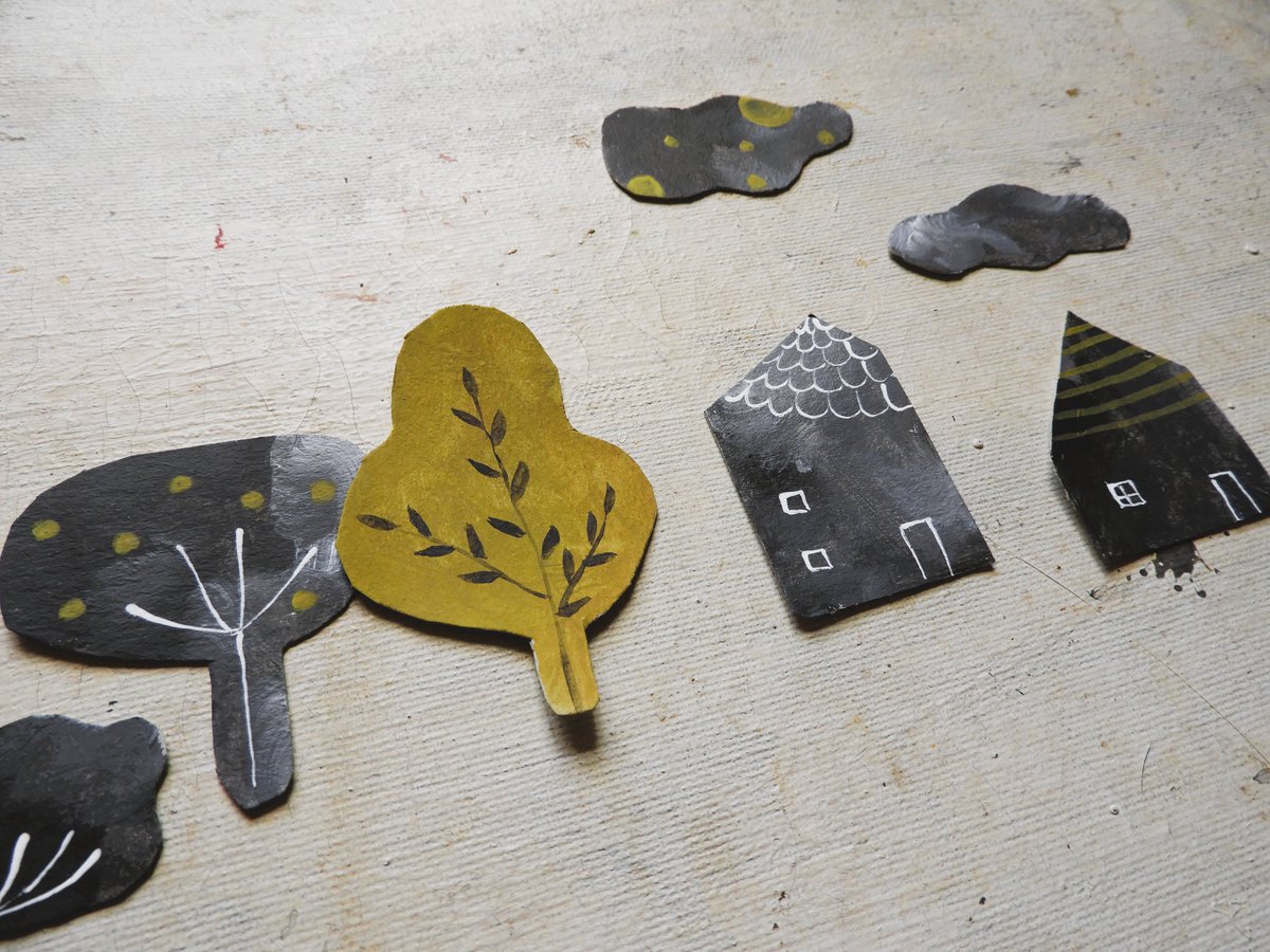 Improving my imagination painting tiny houses, clouds and plants. ❤