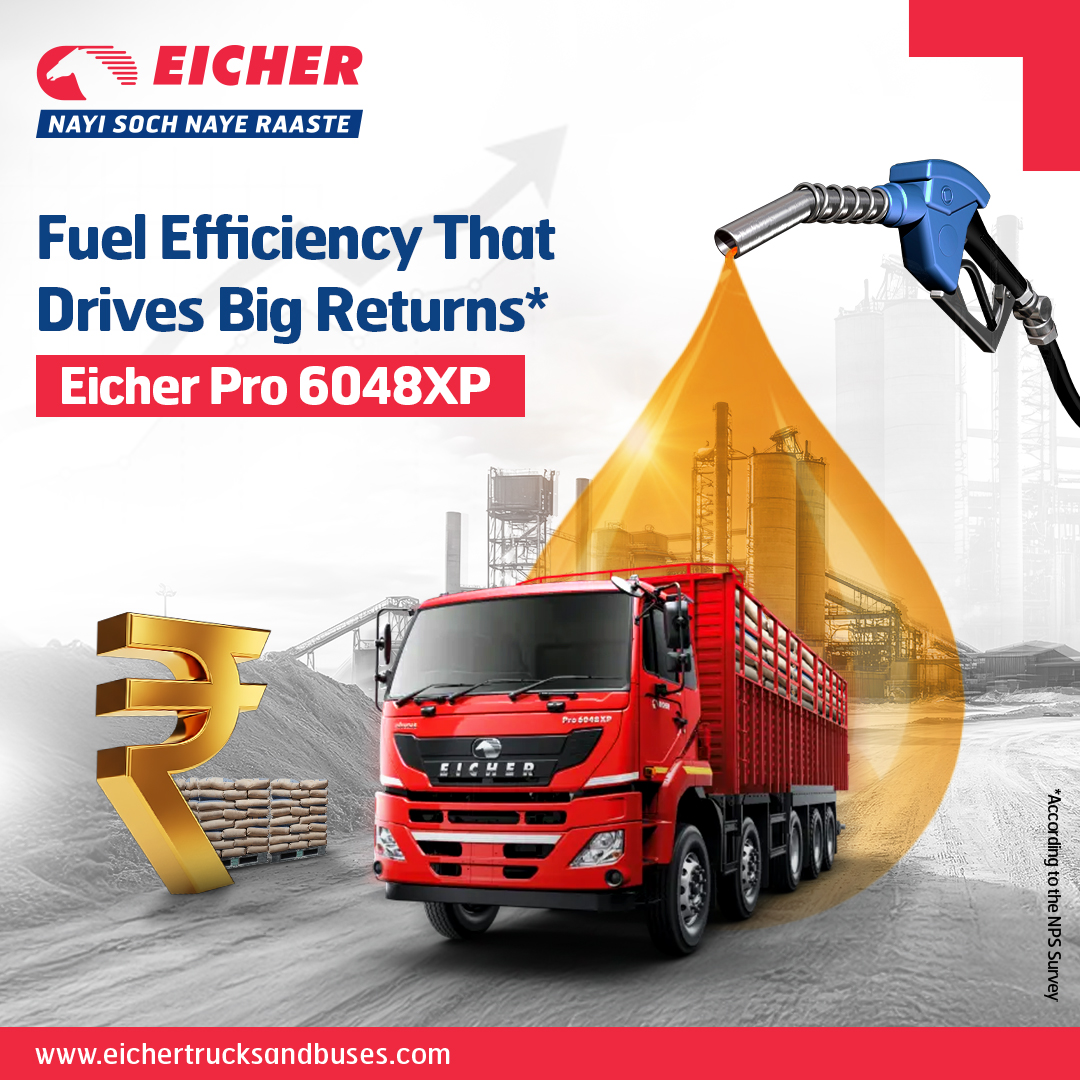 ETBIndia's tweet image. The #EicherPro6048XP is engineered for maximum efficiency on every haul. Its intelligent features deliver superior fuel savings &amp;amp; #NonStopPerformance while keeping business profitable for life.

#EicherHDTrucks #NayiSochNayeRaaste #FuelEfficiency #BuiltForEfficiency