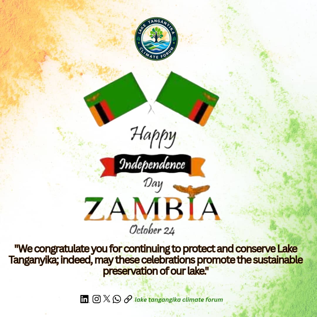 🎉 Happy Independence Day, Zambia! 🇿🇲

Today, we join our brothers and sisters in celebrating Zambia’s journey of unity, progress and resilience.

As we mark this special day, we also recognize Zambia’s continued commitment to protecting and managing Lake Tanganyika