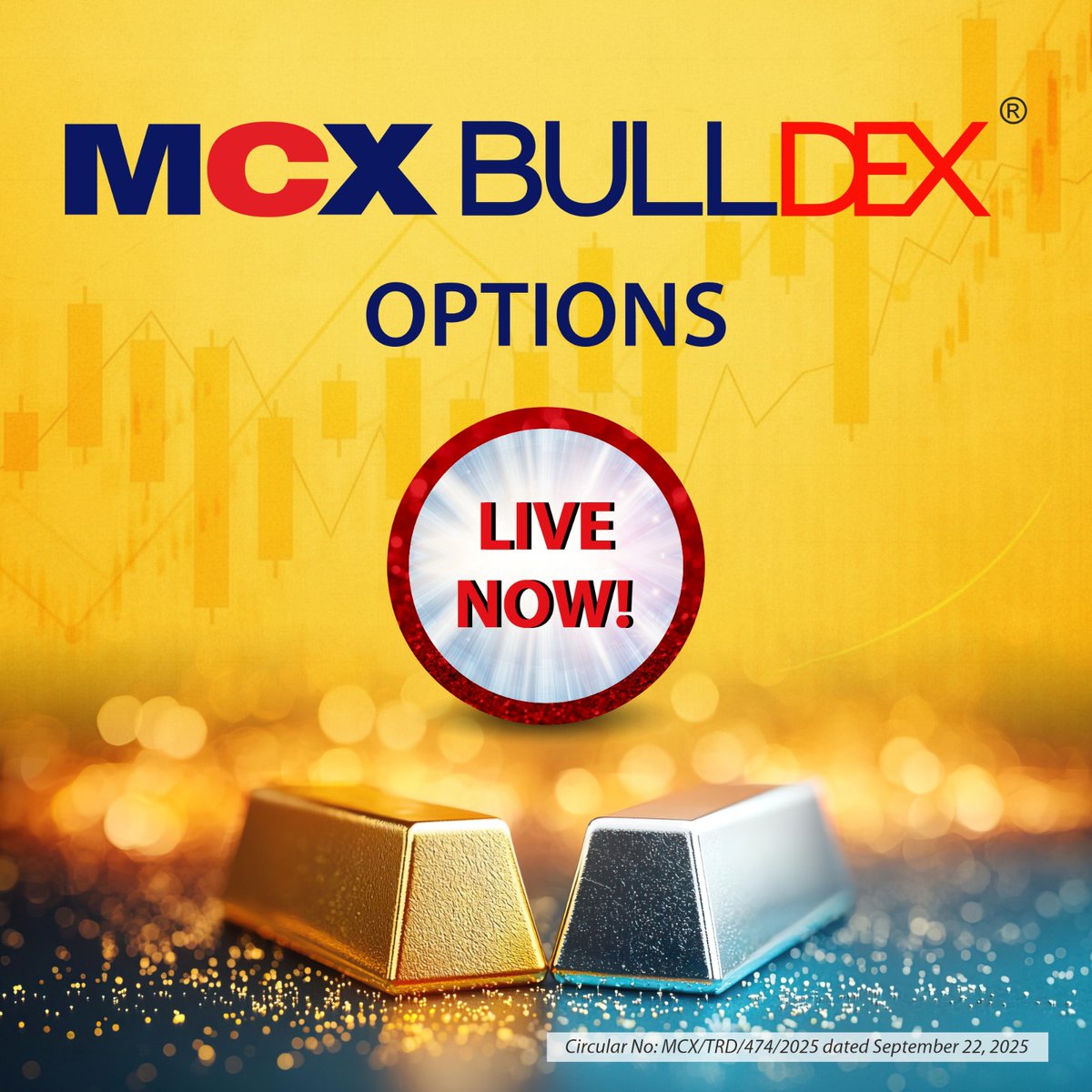 MCXIndialtd's tweet photo. The future of bullion trading begins today!
MCX BULLDEX Options — now available for trading.
Gold and silver together, driving a new benchmark.
#MCXIndia #BULLDEX #BullionIndex #TradeWithTrust https://t.co/Zi826Odvxp
