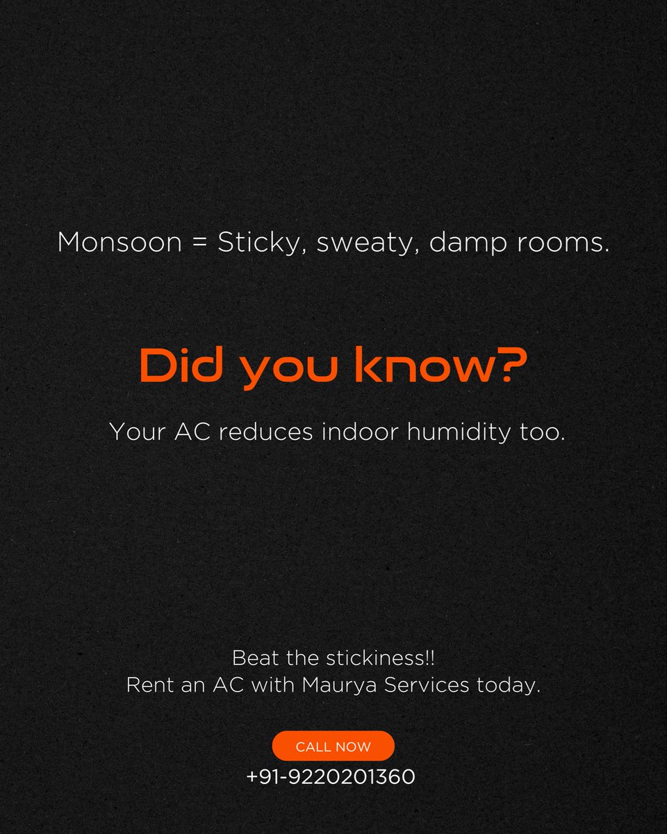 Maurya_service's tweet photo. 💧 Humidity Hacks with AC!
Sticky monsoon days? Your AC does more than cool — it helps reduce indoor humidity too! 🌦️
Beat the stickiness, breathe easy, and enjoy comfort that lasts all season long.

📞 +91-9220201360
🌐 https://t.co/xY4vFpKnw1

#MauryaServices #ACHacks #Humidity https://t.co/Q6DhDBWVsg