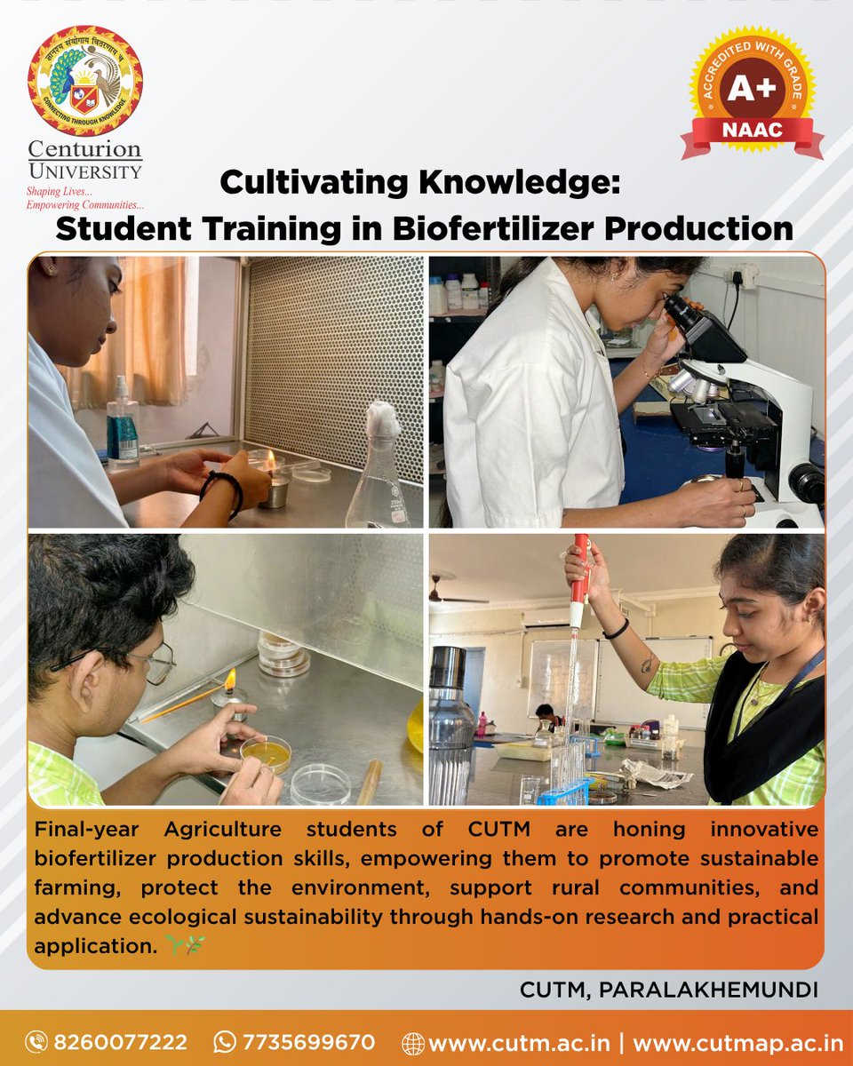 CUTM_AP's tweet image. “Empowering young minds in eco-friendly farming practices!”

#cutmpkd #cutmap #cutmbbsr #biofertilizer #sustainablefarming #agriculturestudents #hands-onlearning #experientiallearning #greenagriculture #futurefarmers #ecofriendlyagriculture #agrieducation