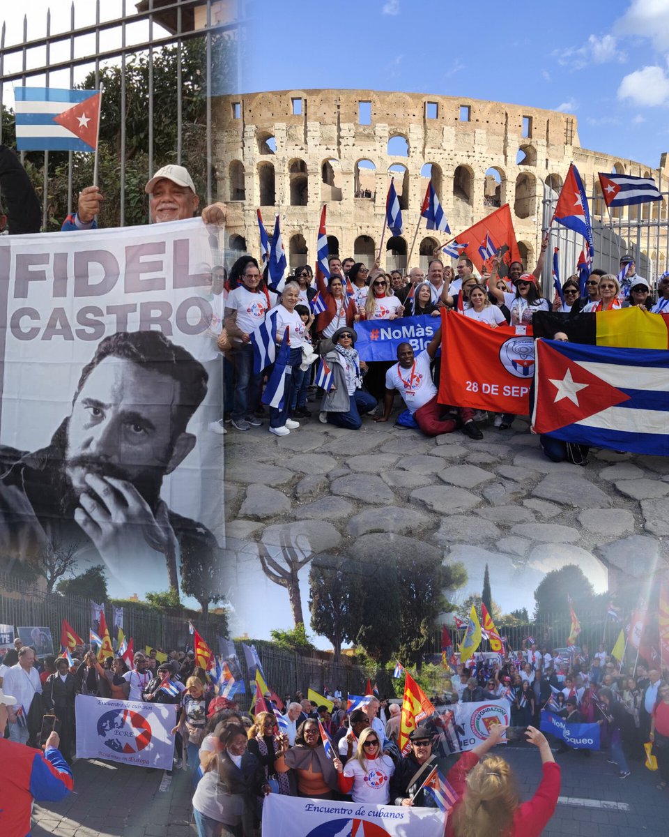 EmbaCuba_Italia's tweet photo. Con una marcha multitudinaria en apoyo a la Revolución dió inicio la 17 Edición de #ECRE2025 y el Festival #CubaVaConmigo
#JuntosXCuba https://t.co/d9CWYaTmcA