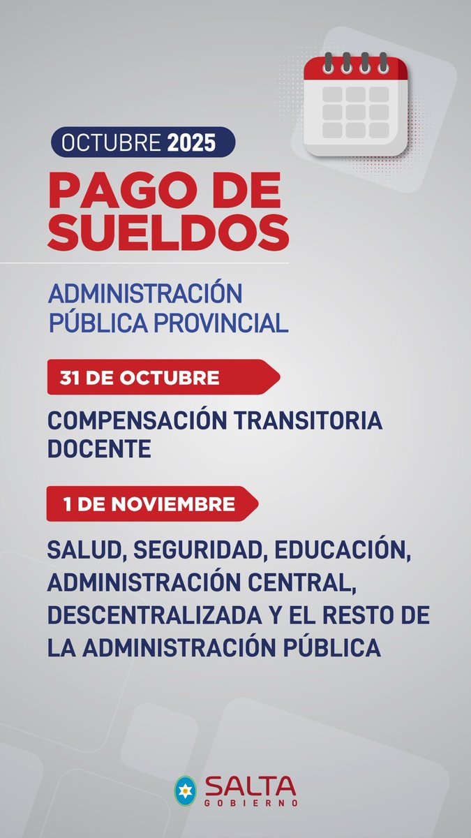 Pago de sueldos.
Octubre 2025