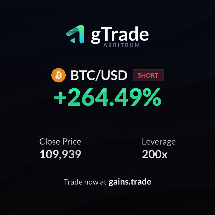 Nice little trade on <a href="/GainsNetwork_io/">gTrade | Gains Network 🍏</a> getting my share of that $400k trading rewards. Trick or Trade