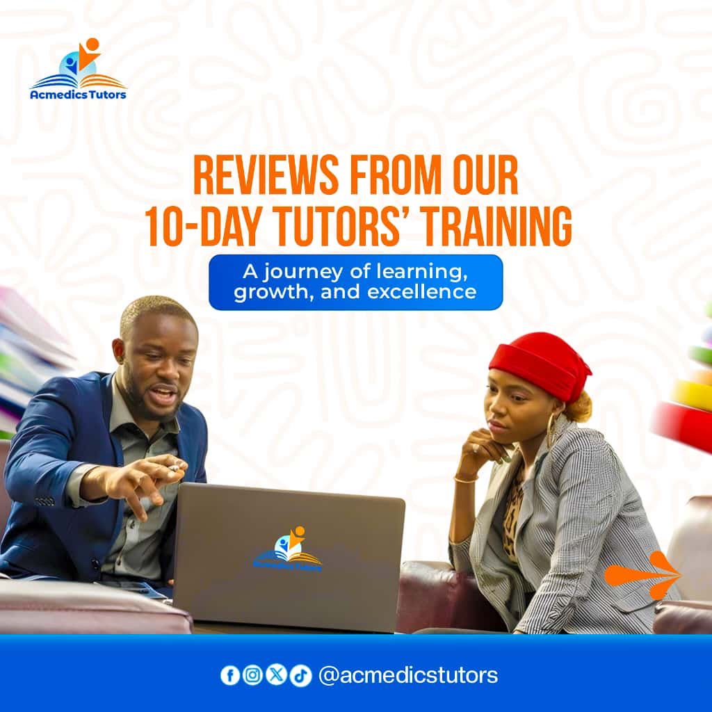 AcmedicsHomes's tweet image. The reviews are IN, and they are FIRE! 🔥🔥🔥
We just wrapped up our intensive 10-Day Tutors Training, and the feedback from our participants has been absolutely phenomenal.

Ready to be taught by the best? That’s our promise.

#TutorTraining #AcmedicsExcellence #CertifiedTutors