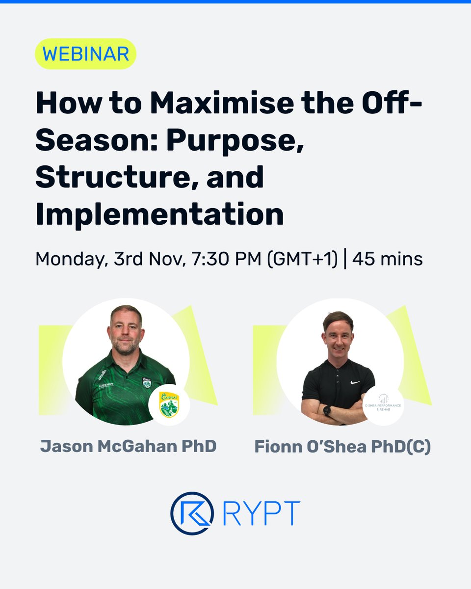 AppRYPT's tweet photo. Planning for the off-season? Join @jasonmcgahan1 and @Fionnoshea as they discuss the purpose of the off-season, how to structure it, and provide resources for you to use with your team. Learn more and register for free here:
https://t.co/dksE8XwHwu
/
#RYPT #offseason #performance https://t.co/d5Qr4Nt4Jf