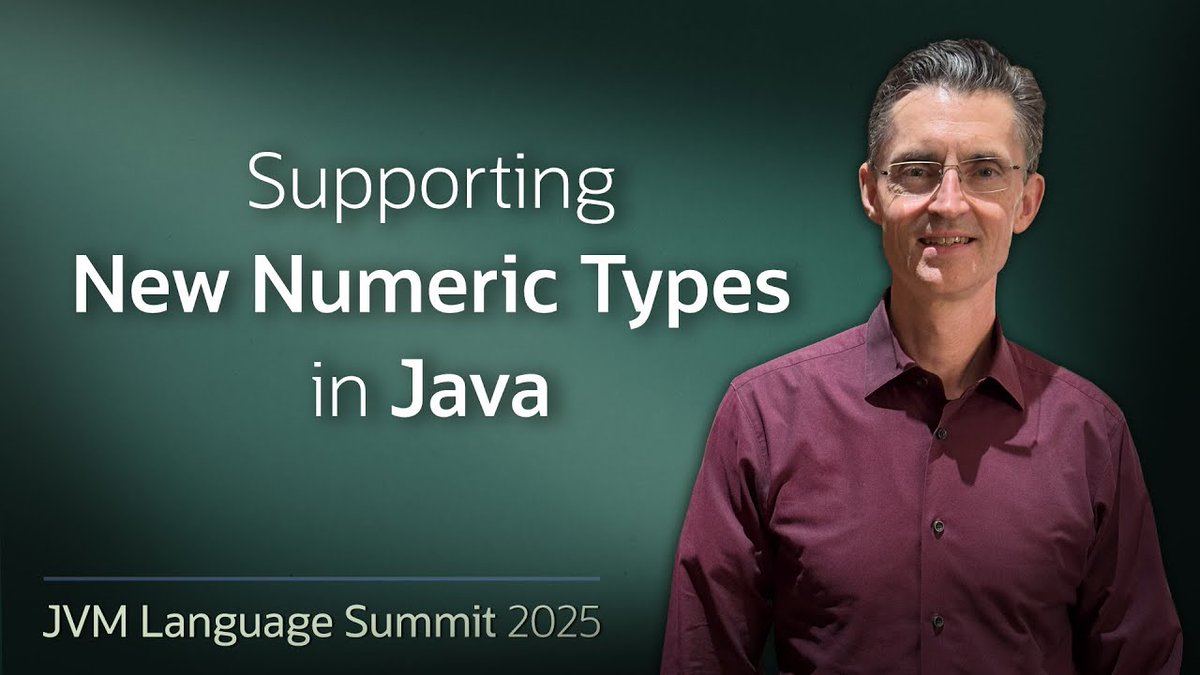 java's tweet image. In this #JVMLS session, Joe Darcy discusses the aspects needed to provide full support for new numeric types in the Java platform and presents trade-offs on different paths to provide that support. social.ora.cl/6014AkVMw