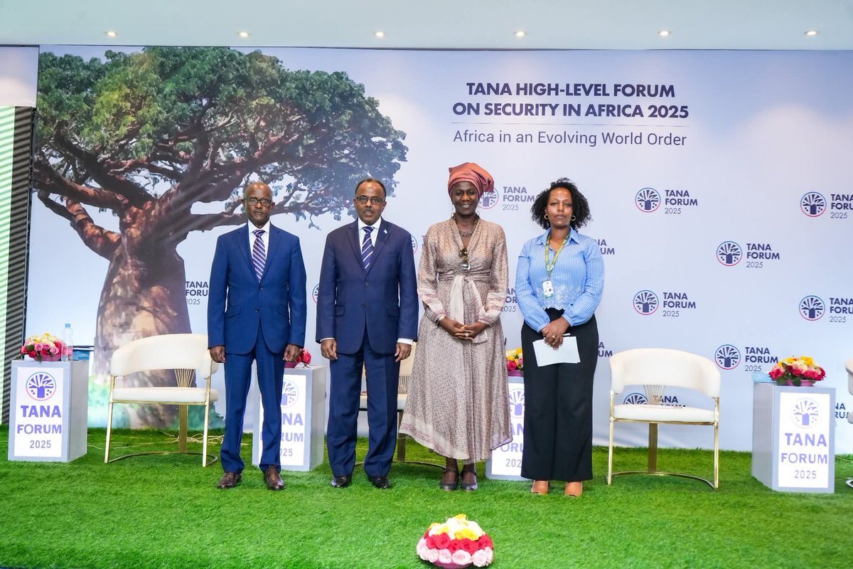 MFAEthiopia's tweet photo. On the opening day of the 11th @TanaForum in Bahir Dar, during a panel focused on peace and stability in the Horn of Africa, State Minister of Foreign Affairs, Ambassador @SMHaderaAbera, shared #Ethiopia’s perspectives, highlighting the significant role the country has been playing in ensuring peace and security in the region. The State Minister underscored that Ethiopia, owing to its strategic location in the Horn of Africa, will continue to play and strengthen its pivotal role in advancing sustainable peace and security in the region.

Somalia’s State Minister of Foreign Affairs and International Cooperation, Ali Mohamed Omar, on his part, elaborated on his country’s efforts regarding peace and stability in #Somalia. IGAD Representative to the African Union, Ms. @MaureenAAchieng, also provided insights into #IGAD’s role in maintaining peace in the Horn of Africa.

The 11th Tana High-Level Forum on Security in Africa will continue tomorrow in Addis Ababa.