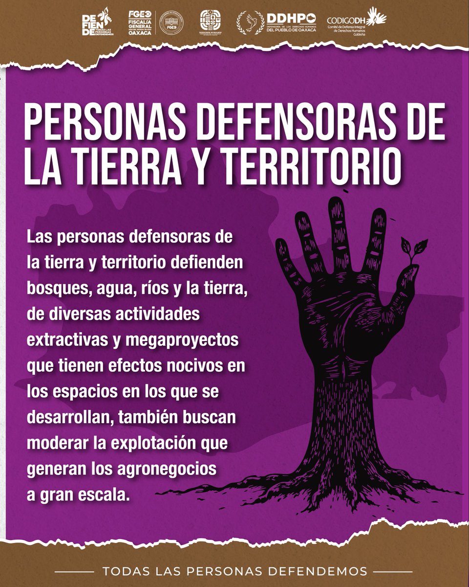 CADH_GobOax's tweet photo. Debemos proteger a quienes defienden la tierra y el territorio, ya que su trabajo busca la protección de comunidades y ecosistemas.
Todas las personas #Defendemos https://t.co/KVMJKfmM10