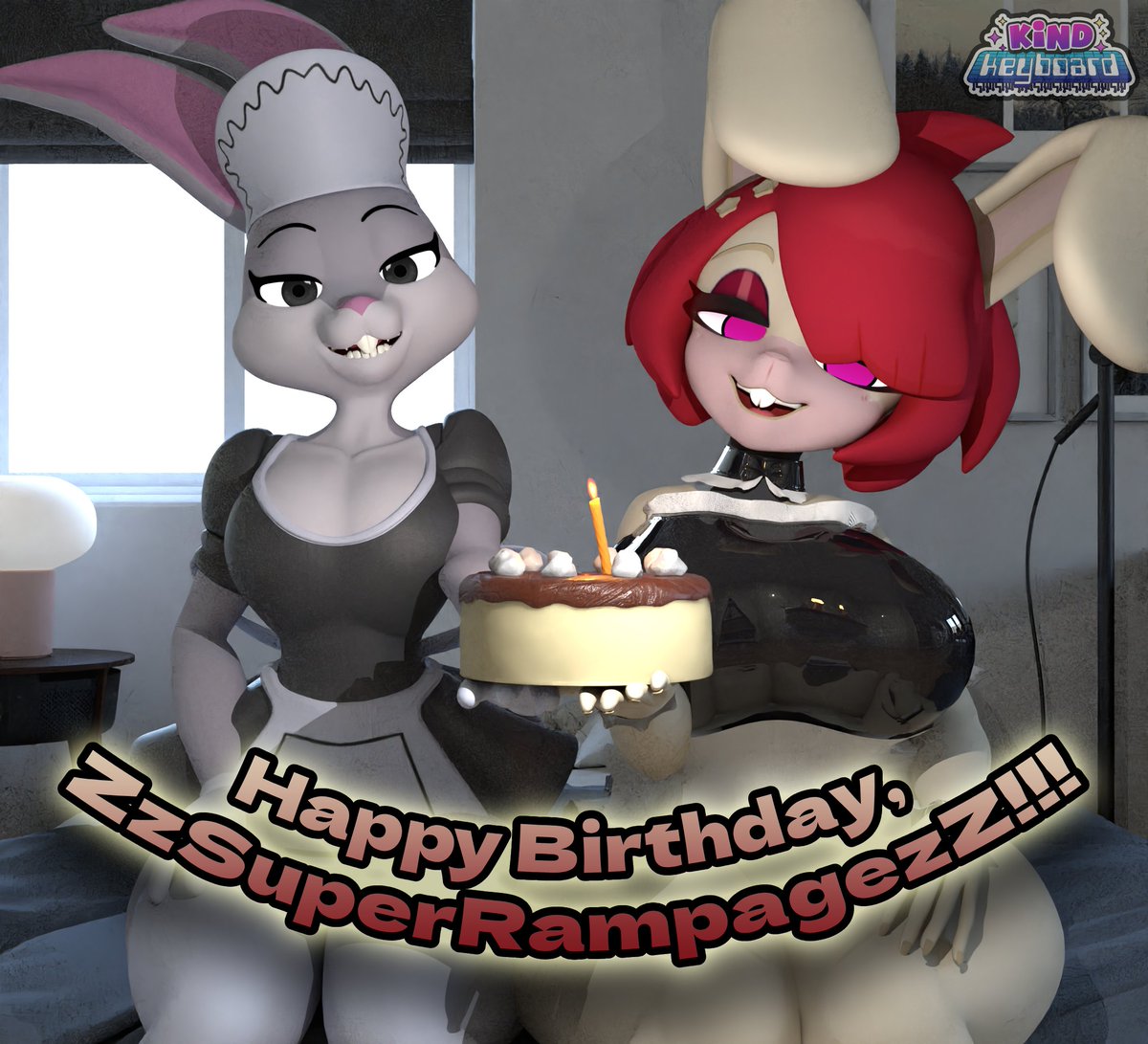 Birthday maids(By <a href="/KevZep1/">KindKeyboard (COMMS Open (0/5 slots))</a>)
Lariana is back to be a maid again, along with Bugs Bunny being a maid too, to serve at a birthday party.
Models -<a href="/CryptiaCurves/">🔞Cryptia🔞</a> and <a href="/3donemore/">3DOneMore🔞</a> 
Renders and textures - <a href="/KevZep1/">KindKeyboard (COMMS Open (0/5 slots))</a>