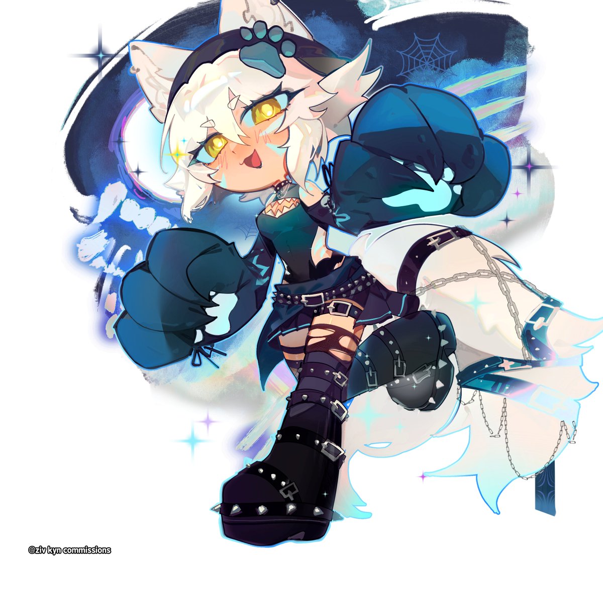 When I was first coming up with my character design this is how she was originally gonna look! What do you guys think compared to her new design coming soon?

OG art: @/chryssatsu bluesky

Chibi art: @/Ziv Kyn