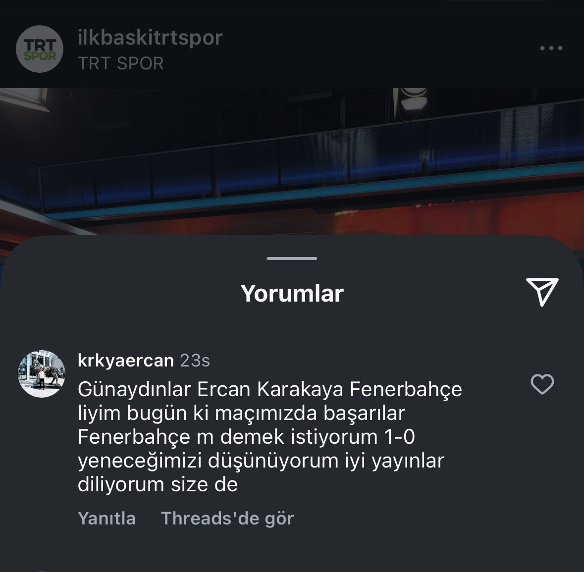 Fenerbahçe mizin skor tahminini bilirim 
Ama TRT yorumu bile okumuyor kendileri skor tahmini yapıyor , Fenerbahçe mize hiç şans bile vermiyorlar , diğer Avrupa daki takımlar kazanır , Fenerbahçe kazanamaz , ne çok Fenerbahçe düşmanı var biz de Türk takımıyız hatırlatayım.