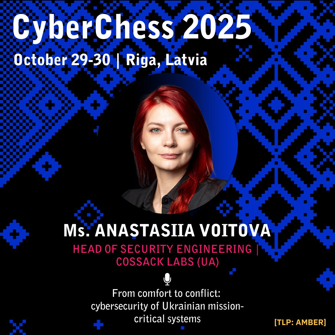 certlv's tweet image. 🛡️#CyberChess2025 otrās dienas tematiskajā blokā “Operacionālās tehnoloģijas” NATO, Ukrainas un ASV eksperti dalīsies pieredzē par kritiskās infrastruktūras aizsardzību, piegādes ķēžu drošību un sistēmu noturības atjaunošanu pēc incidentiem.

📅 Vairāk: cyberchess.lv