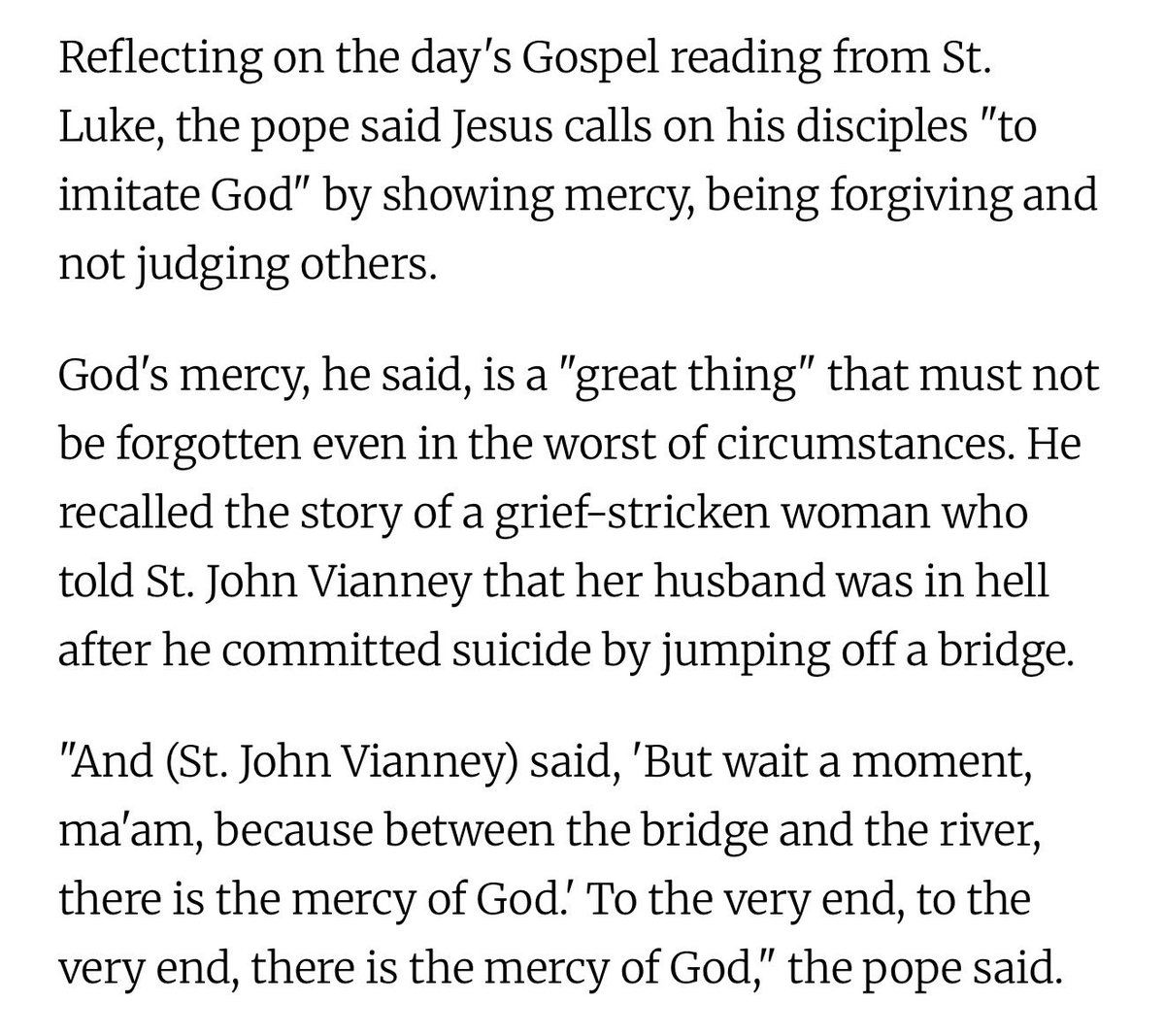 <a href="/breathedk/">PIERRE</a> i’ve read this article about a homily by pope francis where he quoted st. john vianney about god’s mercy for people who take their own lives.

“between the bridge and the river is the mercy or god.”