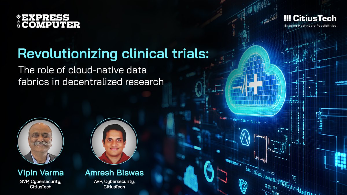 CitiusTech's tweet image. As clinical trials move closer to patients’ homes, the stakes for cybersecurity rise. 

Vipin Varma &amp;amp; Amresh Biswas from CitiusTech share how cloud-native data fabrics are reshaping secure and patient-friendly decentralized trials.

Read more: bit.ly/4hoX6kR

#CitiusTech