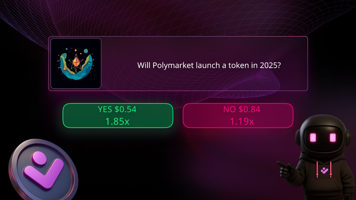 PNP Protocol | | Permissionless Prediction Markets (@predictandpump) on Twitter photo Polymarket just confirmed plans for a POLY token and airdrop.
Volumes and attention around prediction markets keep climbing.
We already have a live market asking if the token launch in 2025.
odds sit around 65% No and 35% Yes.
Track the sentiment and trade your view → Polymarket just confirmed plans for a POLY token and airdrop.
Volumes and attention around prediction markets keep climbing.
We already have a live market asking if the token launch in 2025.
odds sit around 65% No and 35% Yes.
Track the sentiment and trade your view →