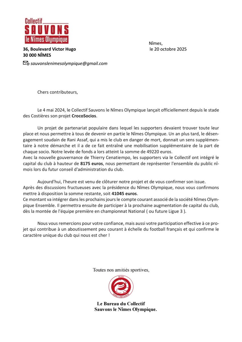 Collectif Sauvons Nîmes Olympique / CrocoSocios tweet media