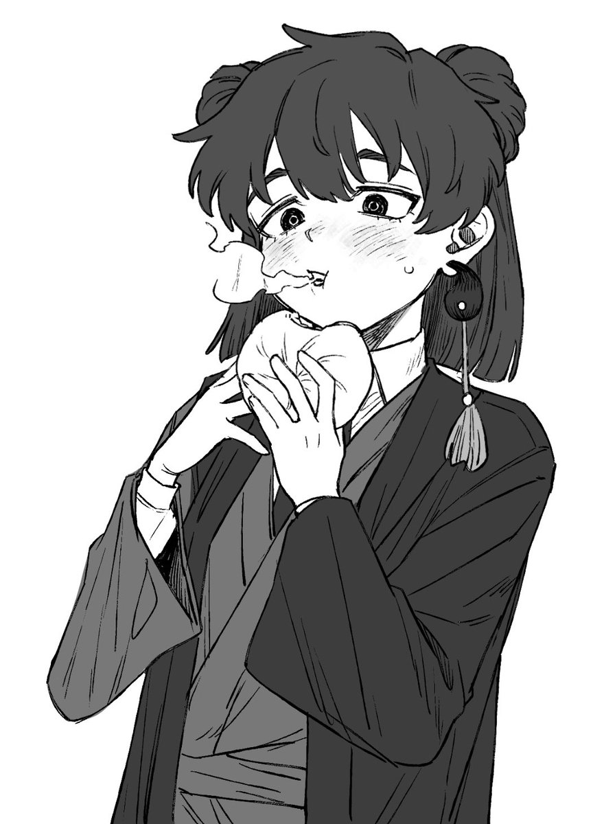 なんか食べる職員の絵