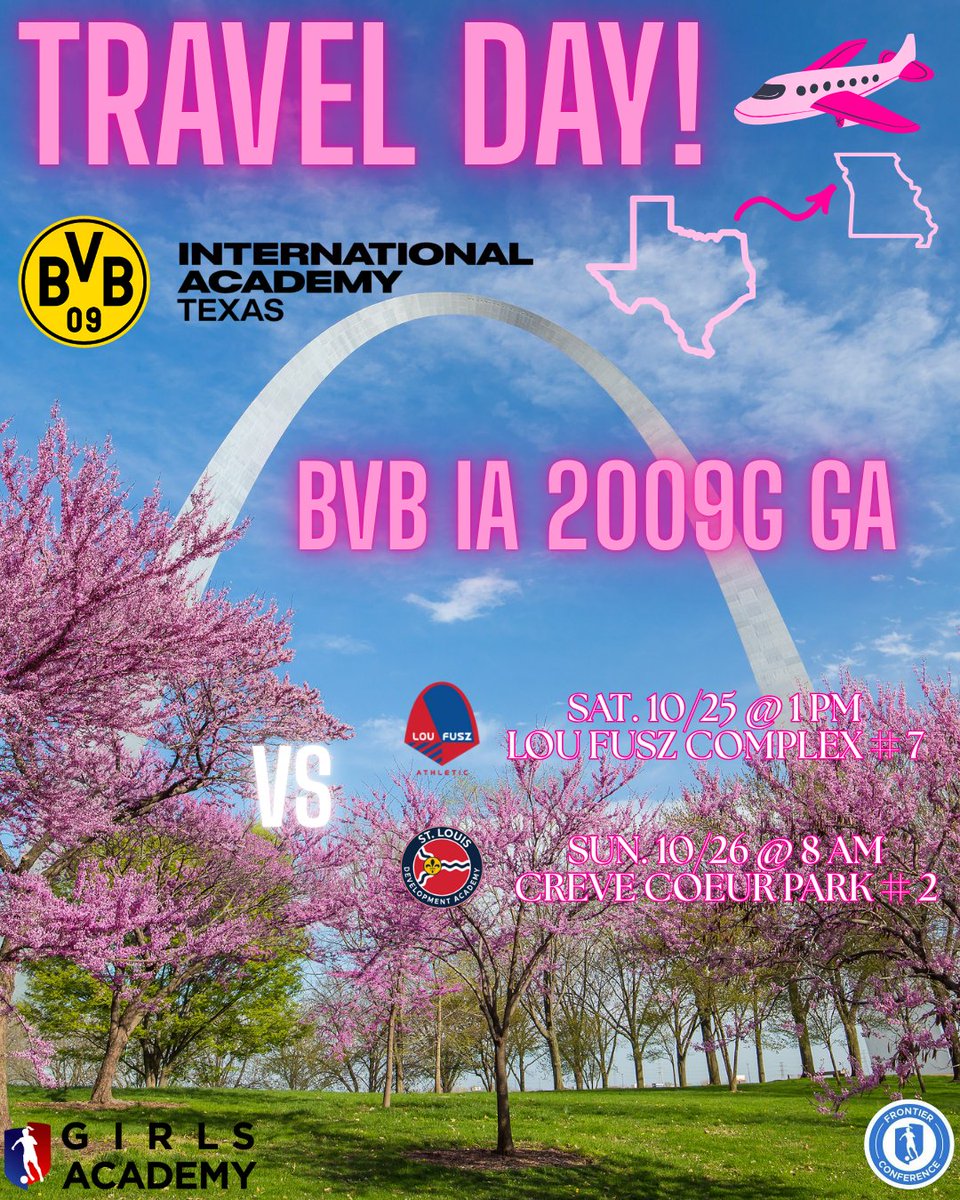 Travel Day to St. Louis! Let’s go BVB! <a href="/GAcademyLeague/">Girls Academy</a> <a href="/bvbiaa/">BVB IA North Amercia</a> <a href="/bvbiantx/">BVB International Academy North Texas</a> <a href="/ImYouthSoccer/">ECNL/GA/Recruiting/College Soccer</a> <a href="/girlssoccernet/">Girls Soccer Network</a> #bvb09gga #soccer #travelday #letsgo #soccerrecruit #soccergirls #stlouis #girlsacademyleague