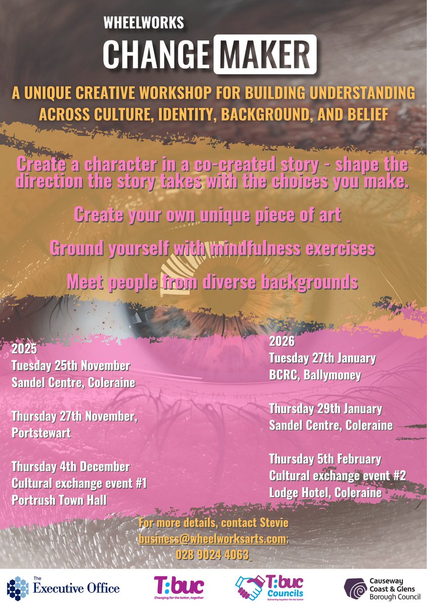 If you work in the community in <a href="/CausewayCouncil/">Causeway Council</a> area, check out our Changemaker cultural diversity programme, Nov 25-February 26. We're doing co-created storytelling, art, mindfulness exercises &amp; cultural exchange visits.
Deets here 👇