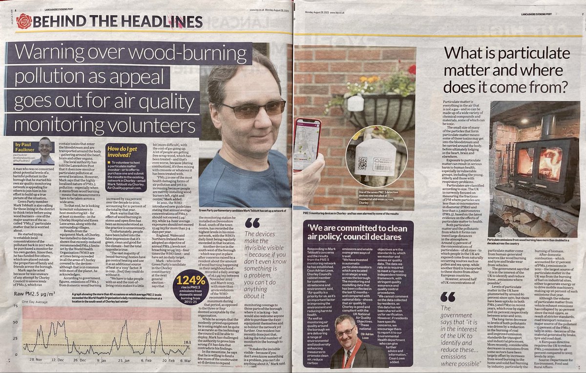 <a href="/NbrsVsWoodSmoke/">Neighbours Against Wood Smoke</a> <a href="/fionaharvey/">Fiona Harvey</a> <a href="/dpcarrington/">Damian Carrington</a> That’s a really good point — and it’s exactly what I’ve been working on locally, installing PM₂.₅ monitors in low-traffic, high-woodsmoke areas in volunteers’ front and back gardens so we can see what people are actually breathing, not just what’s measured beside main roads.