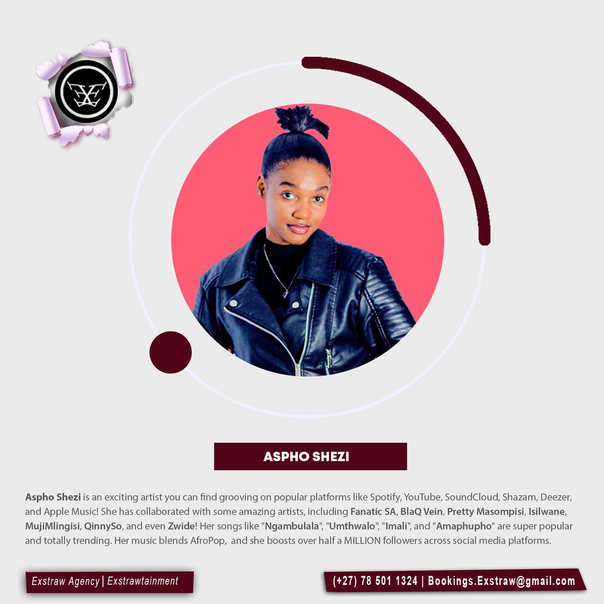 Exstrawtainment's tweet image. Your extraordinary talent is available for bookings. 📍 
📞 078 501 1324 
📧 bookings.exstraw@gmail.com