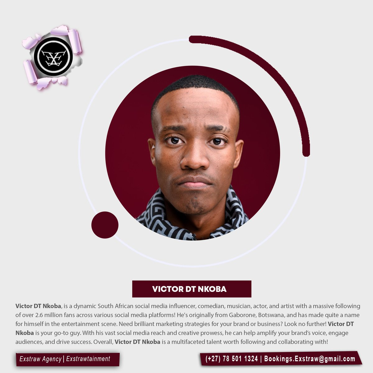 Exstrawtainment's tweet image. Your extraordinary talent is available for bookings. 📍 
📞 078 501 1324 
📧 bookings.exstraw@gmail.com