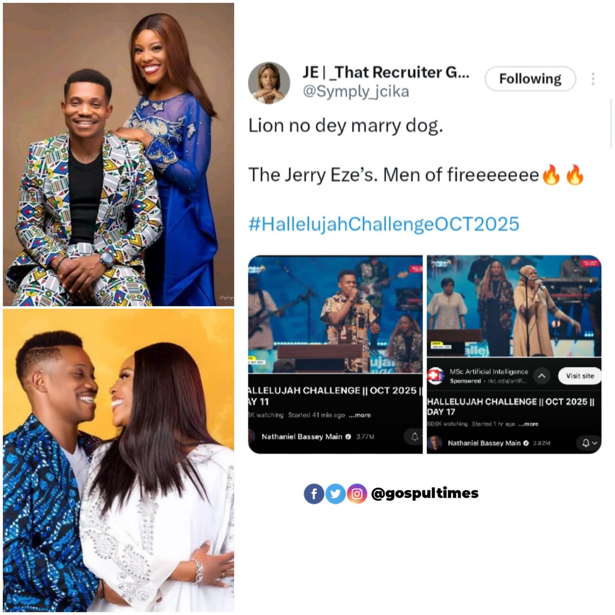 GospulTimes's tweet photo. Giving couple goalssss! 😍🔥🔥

#gospeltalk #news #jerryeze #pstjerryeze #enojerryeze #nsppd #hallelujahchallenge #couplegoals #christiancouple #gospultimes https://t.co/gq8ByuGhPe