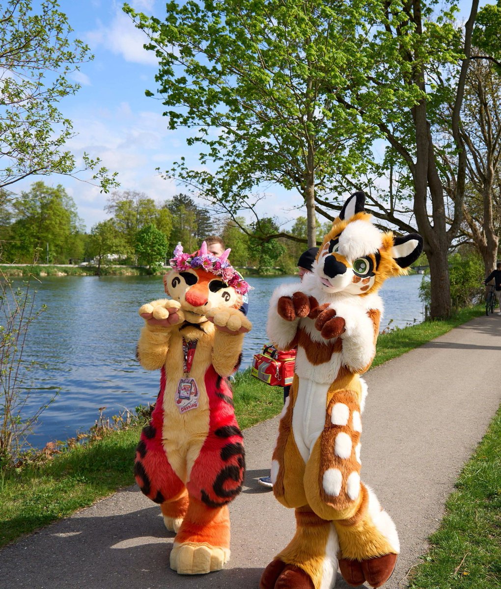 #fursuitfriday 🐾
Nicht vergessen: Immer in Bewegung bleiben und ab und zu an die frische Luft!

Kommt mit den beiden Fusseln also auf einen gemütlichen Spaziergang durch die Friedrichsau 🍁

📸: Jirooooooo — vom letzten Ulmer Suitwalk 

#furry #MünchnerFurs #Fursuit #Suitwalk