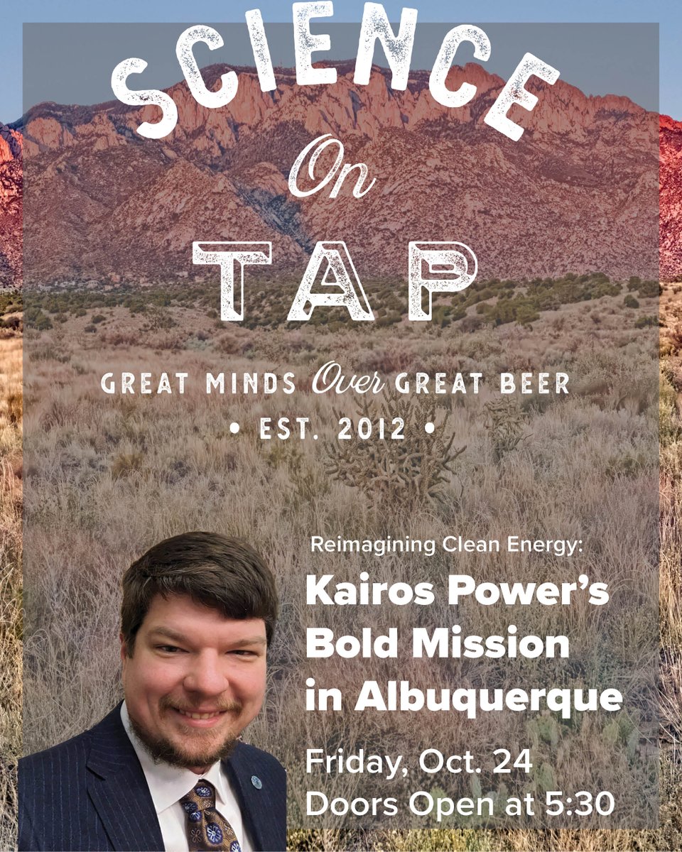 nuclearmuseum's tweet photo. Science, beer, and bold ideas—what more could you want?
Join us TONIGHT for Science on Tap with Kairos Power at the Nuclear Museum!
📅 Tonight | 🕠 Doors at 5:30 PM
🔗 https://t.co/SeOKS34csU
#ScienceOnTap #ABQEvents #KairosPower #NuclearMuseum https://t.co/v4tkWA6Ter
