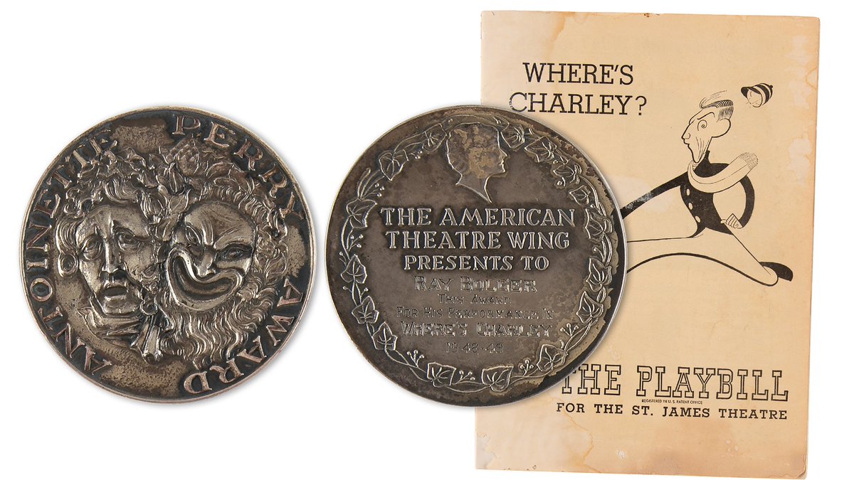 The Scarecrow had a brain—and a Tony.

Ray Bolger’s 1949 Tony Award for Where’s Charley? — the same year the medallion design debuted — is now up for bid <a href="/RRAuction/">RR Auction</a> .

🔗shorturl.at/6CTOo

#BroadwayHistory #TonyAwards #RayBolger #WheresCharley #RRAuction #HollywoodHistory
