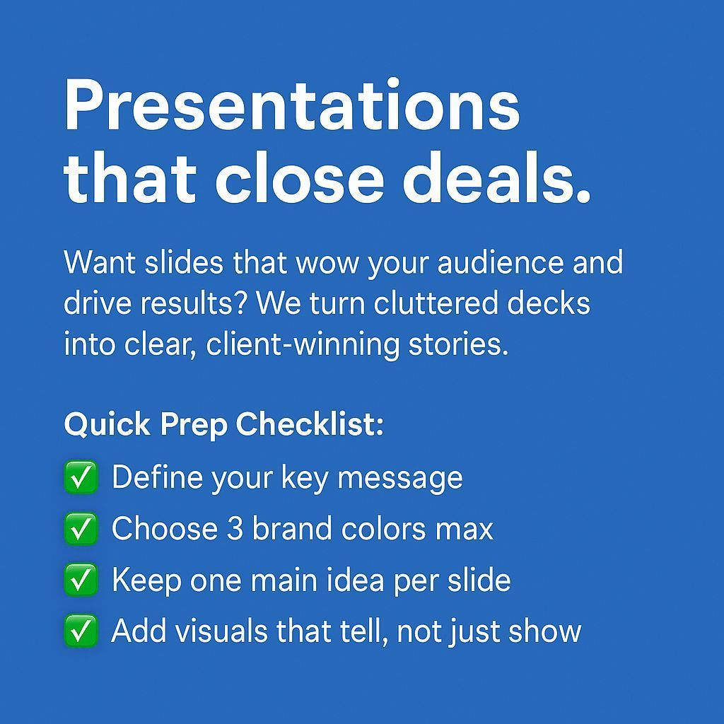 ObvyeVA's tweet image. Your slides should speak before you do. 🖼️
We help professionals turn cluttered decks into powerful, client-winning presentations.

Ready to impress at your next meeting? Let’s get your slides presentation-ready!
#VirtualAssistant #PowerPointPro #SmallBusinessSupport