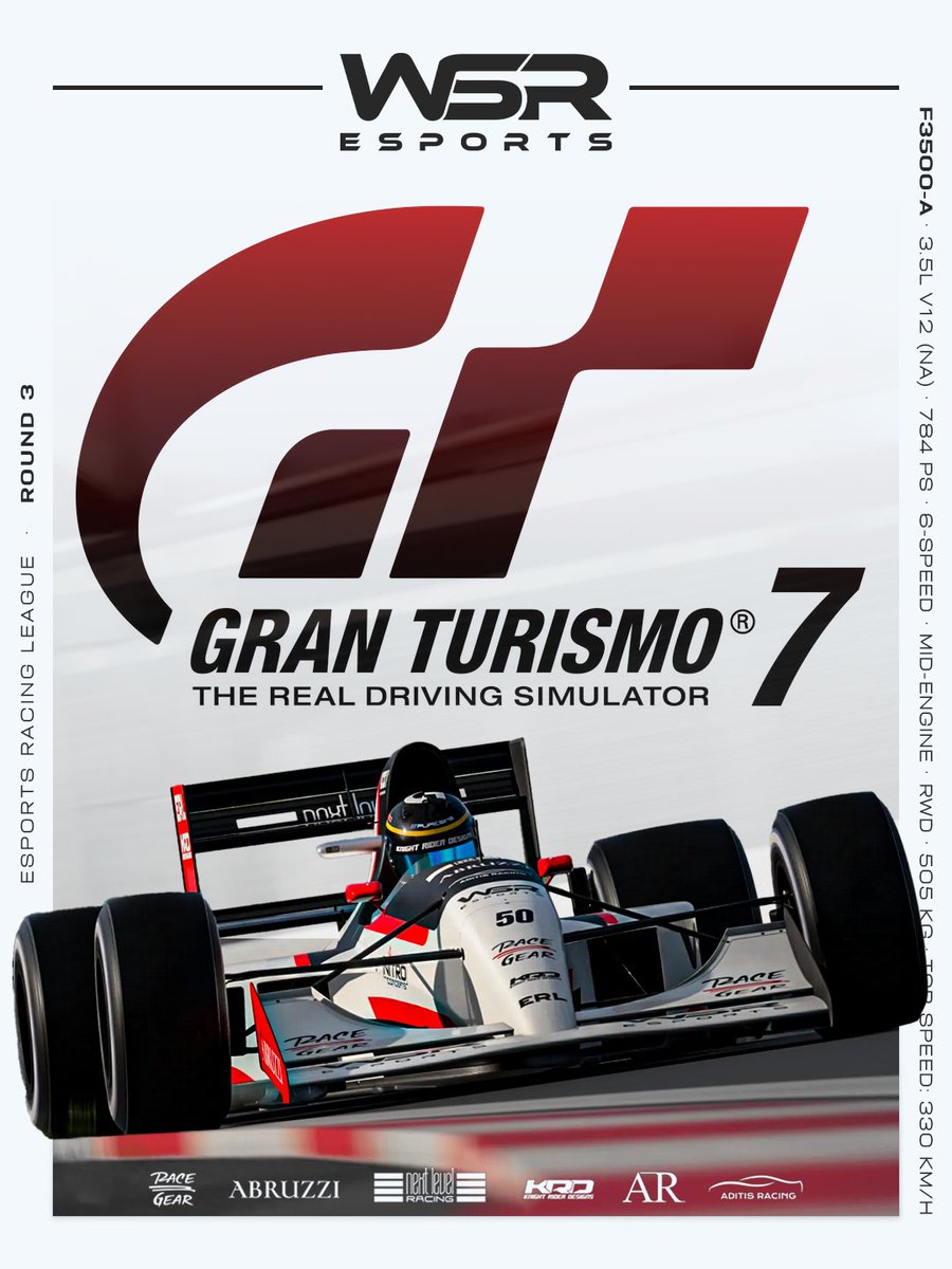 ERL Round 3 is upon us! This round will see us move to Gran Turismo 7 to compete in the F3500-A. Inspired by the Late 80s-Early 90s monsters of F1, this is shaping up to be another fun and challenging ERL event!
<a href="/vcoesports/">VCO 🕹🏎</a> 

Partners:
<a href="/nextlvlracing/">Next Level Racing</a>  
<a href="/Abruzzionline/">Abruzzi Official</a>  
RaceGear