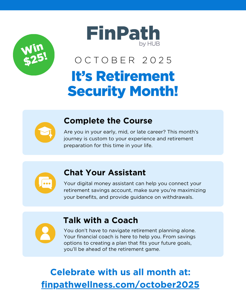 finpathwellness's tweet photo. 💰Celebrate October Retirement Security Month with FinPath!
Visit https://t.co/sPBQh6e5vU to test your retirement knowledge, get key retirement prep tips, and important actions you can take right now to secure your future. 
#retirementsecuritymonth #retirementsavings https://t.co/WjVaeRnn1J