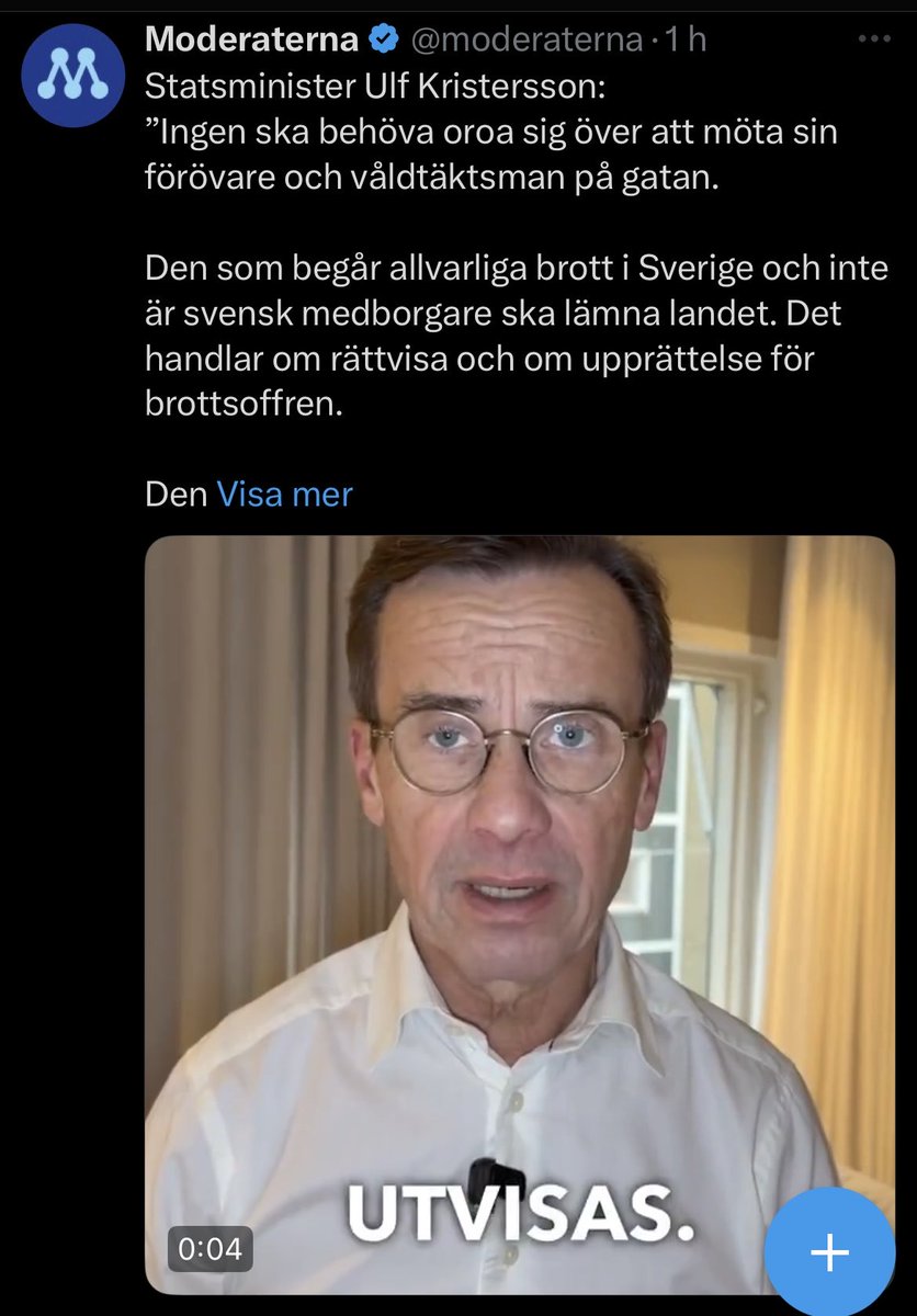 The Swedish PRIME MINISTER now comments on the case of Meya, 16, saying that every crime sentenced to more than a fine will lead to deportation for foreigners.

Even though I highly doubt this will be the end result, it actually means that we have now reached the highest