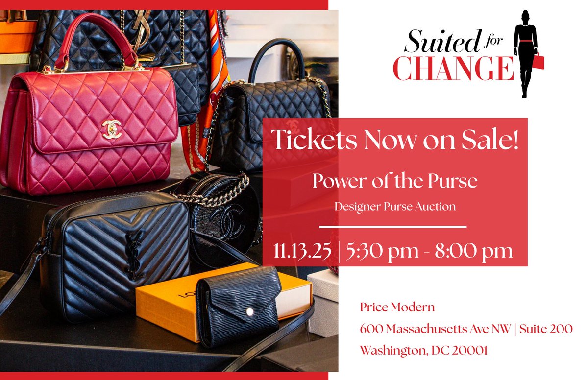 Don’t miss it!

👛 Power of the Purse is almost here — a night of fashion, community, &amp; impact.

$50 Tickets: Power of the Purse - Suited For Change | Handbid - Mobile bidding + auction software

📍Price Modern | Nov 13 | 5:30–8PM
#PowerOfThePurse #SuitedForChange