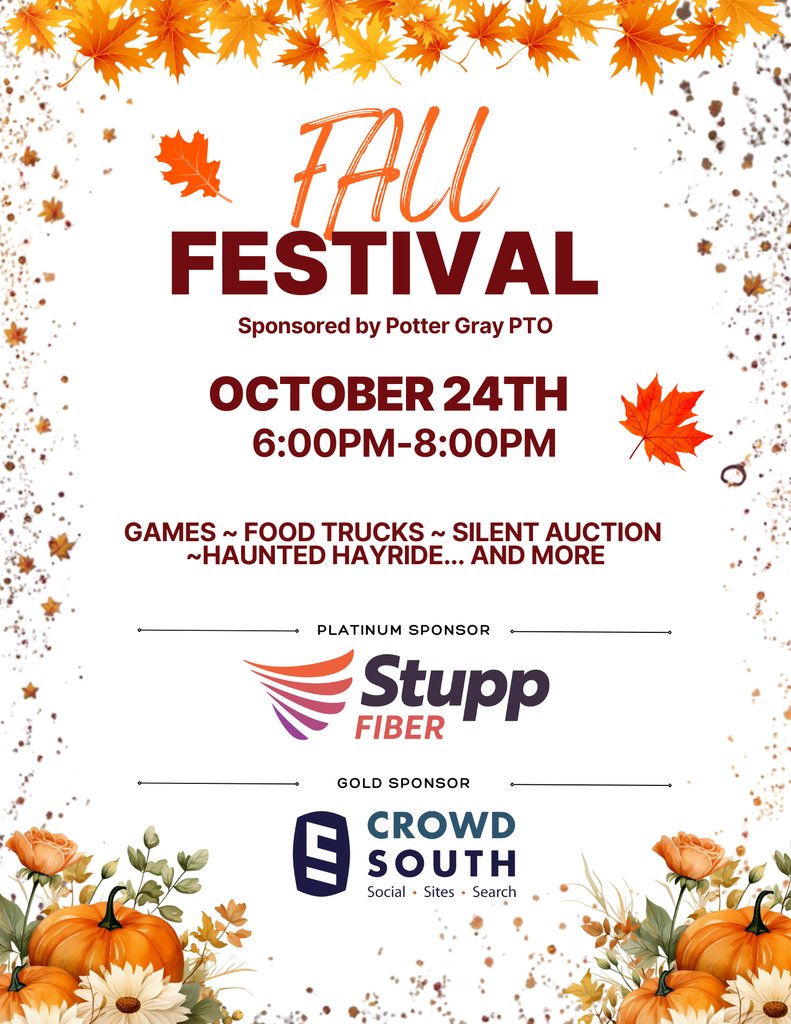 Fall Fest is TONIGHT! We hope everyone can come out for a fun time! Wrist bands and punch cards can be purchased tonight. If you pre-purchased, those are coming home with your child today!