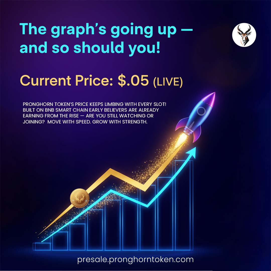 PronghornToken's tweet photo. 📈 The graph’s going up — and so should you!
Pronghorn Token’s price keeps climbing with every slot: $0.05 LIVE 🚀

Early believers are already earning. Move with speed. Grow with strength.
🔗 https://t.co/yHDU4DVYXP
#ProngToken #PriceMomentum #BNBChain #PresaleLive #CryptoLaunch #EarnCrypto #DeFi