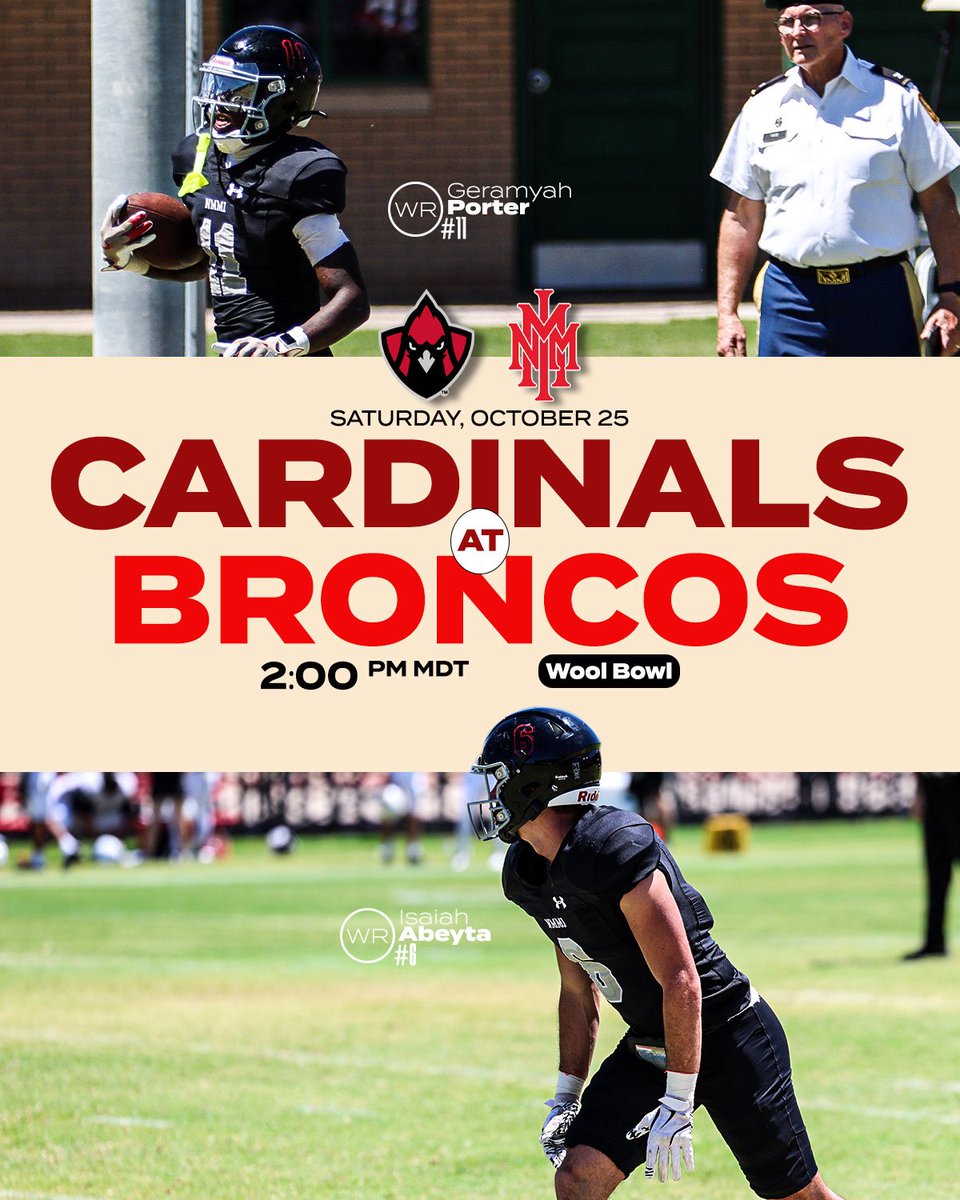 nmmibroncos's tweet image. 🙌 Homecoming 🎮 Loading…

🗓️ October 25th
🆚 @TVCCsports 
⏰ 2 PM (MDT)
📺 ksvptv.com/nmmi-junior-co…

📍Wool Bowl