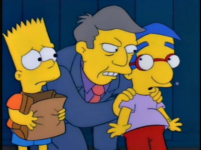You're lucky. You only joined the Junior Campers.

I got a dirty word shaved into the back of my head.

What is it with you kids and that word? I'm going to shave you bald, young man until you learn that hair is not a right-- it's a privilege.

#Simpsons