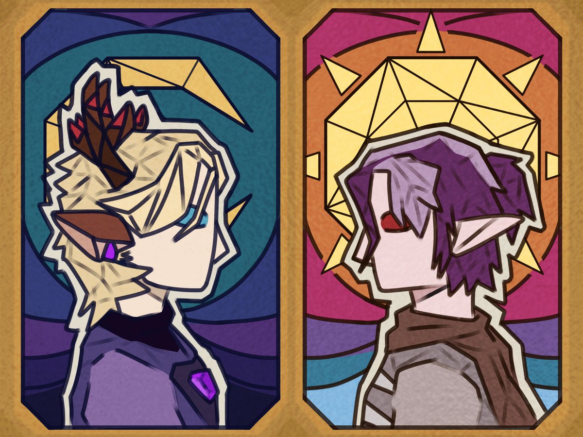 ch3ddarcrackers's tweet image. Kangawoo Civ Event art of me and @kazhan_art , 🌙the moon and the sun☀️ #civilization #minecraft #art #stainedglass