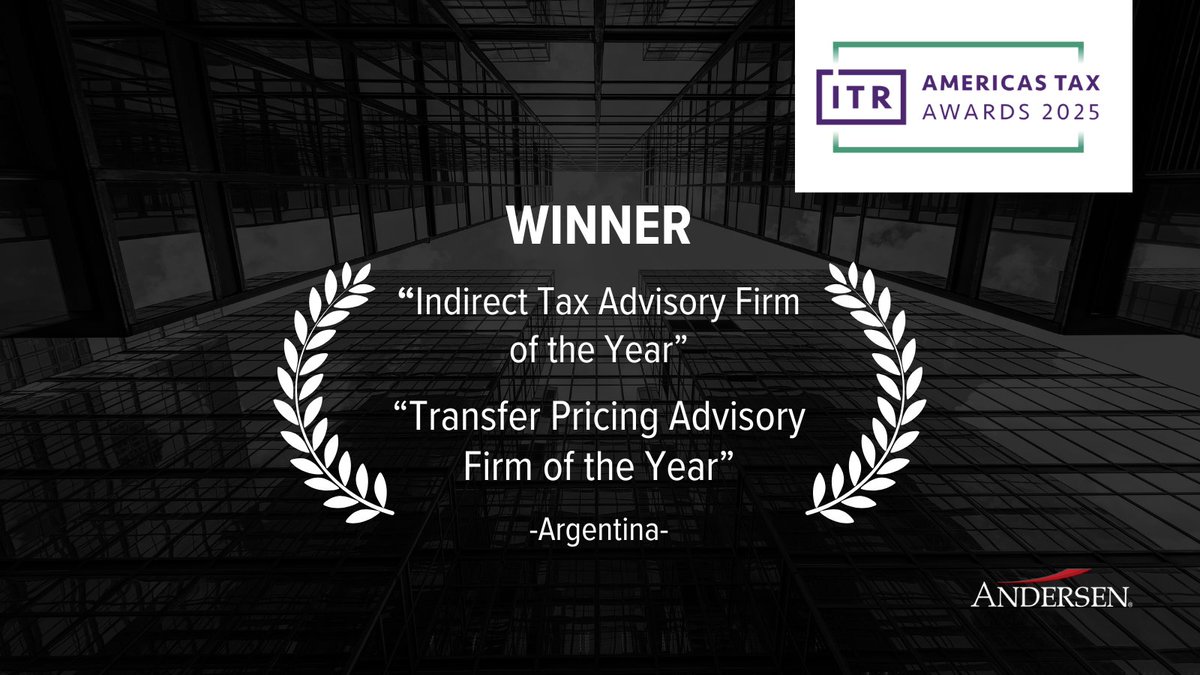 Andersen_AR's tweet image. Andersen Argentina fue reconocida por ITR Awards 2025 como "Indirect Tax Advisory Firm of the Year" y "Transfer Pricing Advisory Firm of the Year".

Un orgullo que reafirma nuestro compromiso con la excelencia fiscal.

 #ITRAwards #TaxExcellence