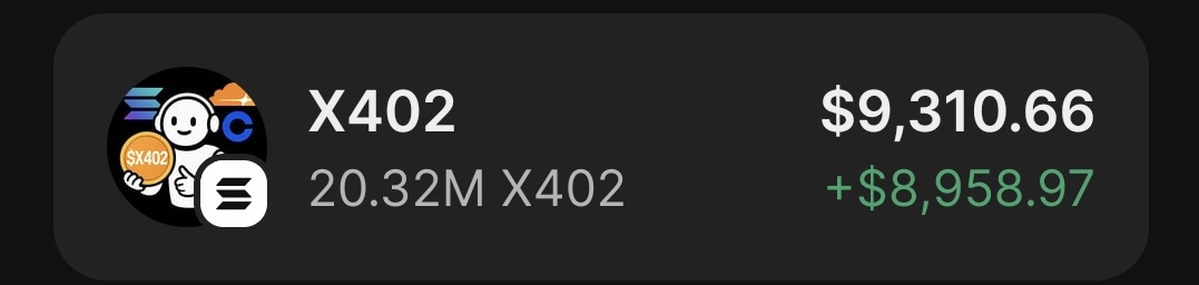 $X402 is printing massive on my private telegram channel 
Absolutely tearing up the chart 📈 
#SolanaAirdrop