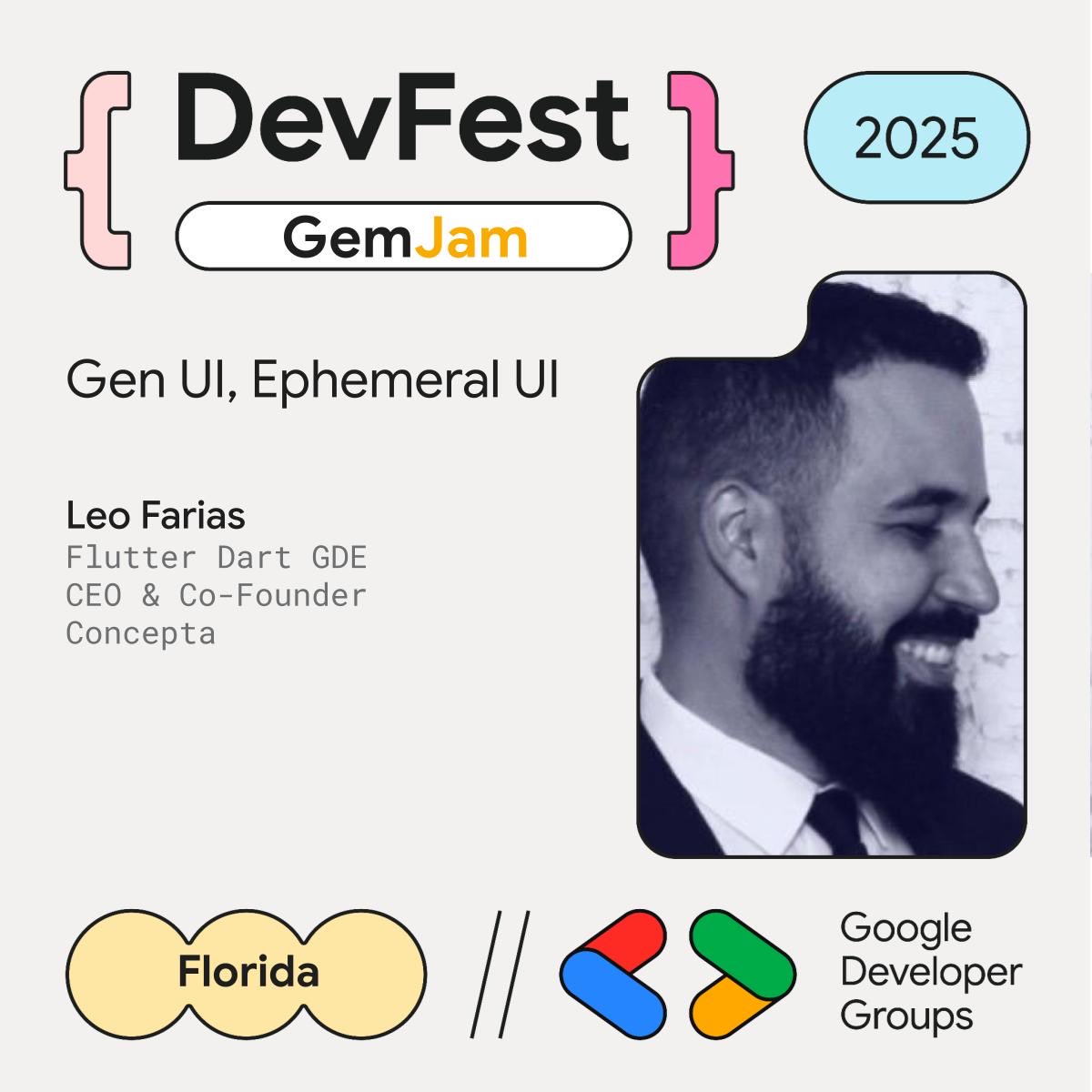 LeoAFarias's tweet image. Excited for my talk tomorrow on Ephemeral UI - Computational Co-Creation may be the most important topic that few people are talking about. #flutterdev #genui