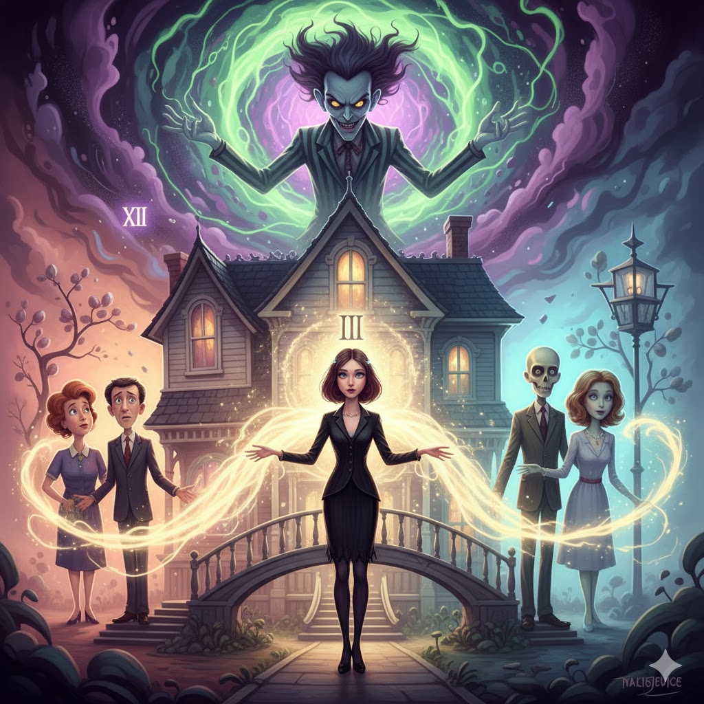 DecodingTheStrm's tweet image. The Astral Trickster and the Gnostic Bridge – Decoding Beetlejuice
Beneath the chaotic charm and ghostly antics of Beetlejuice lies a profound Gnostic teaching about the soul's transition and the dangers lurking in the lower astral planes. The Maitland's beloved home is not…