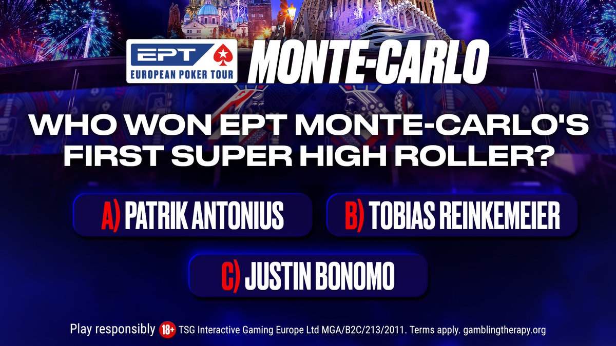 PokerStars's tweet image. ⚠️ Play the EPT Season for free ⚠️

The year is 2012, the buy-in €100,000 and the first prize €1,640,000. But who took it down?

Reply with your answer + [Stars ID] + #FridayGiveaway by Sun, 18:00 CET.  Twenty $5.50 tickets up for grabs. 

T&amp;amp;Cs: psta.rs/TCsGL